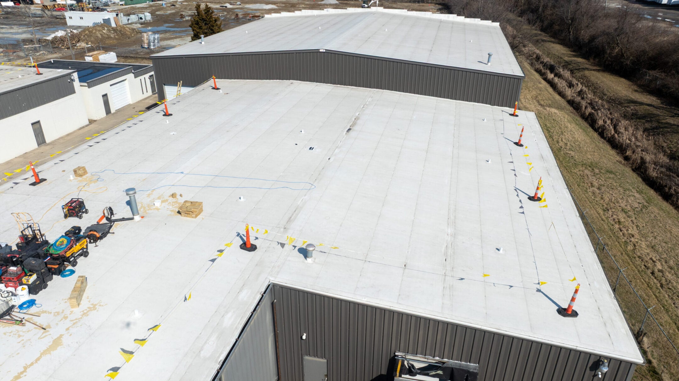 White commercial roof