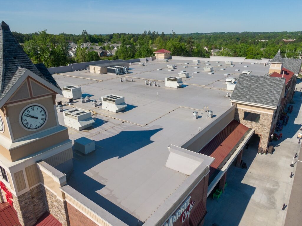 aerial view of tpo roofing