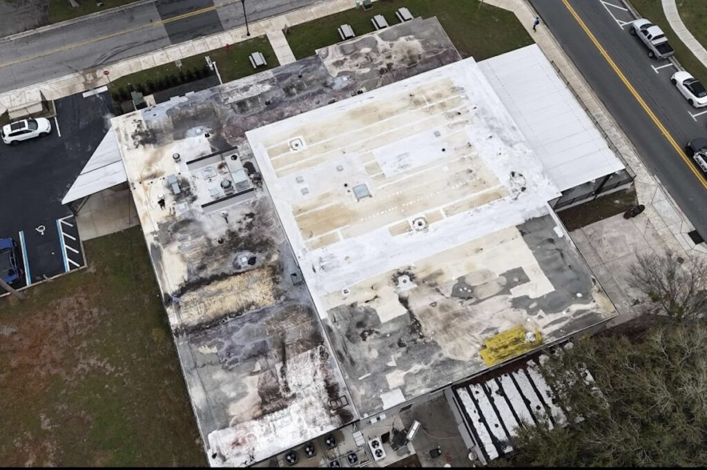 Industrial roof damaged
