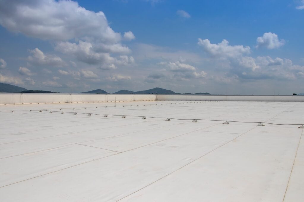 Typical installation of lighting protection at roof of building