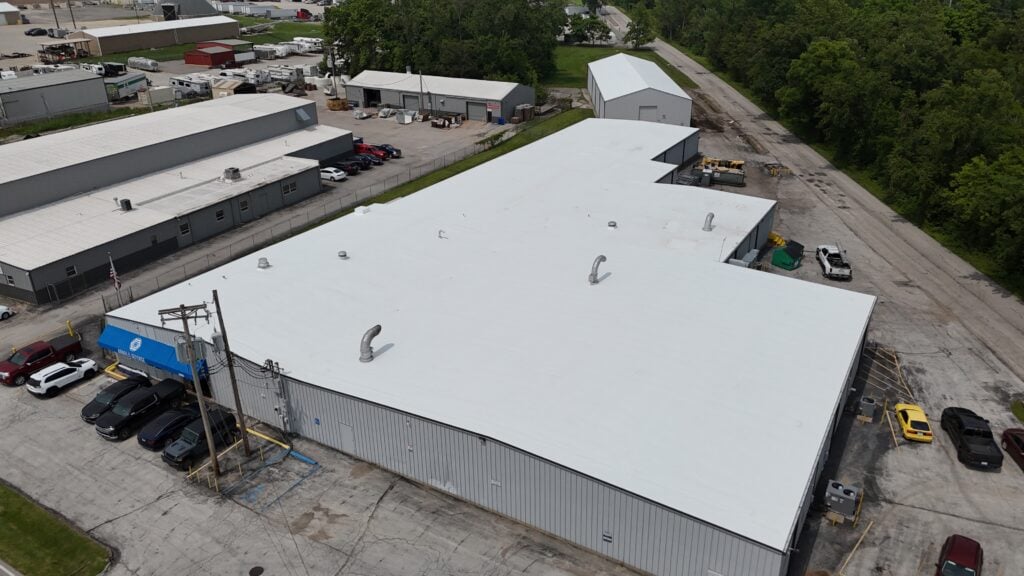 A white flat commercial roof